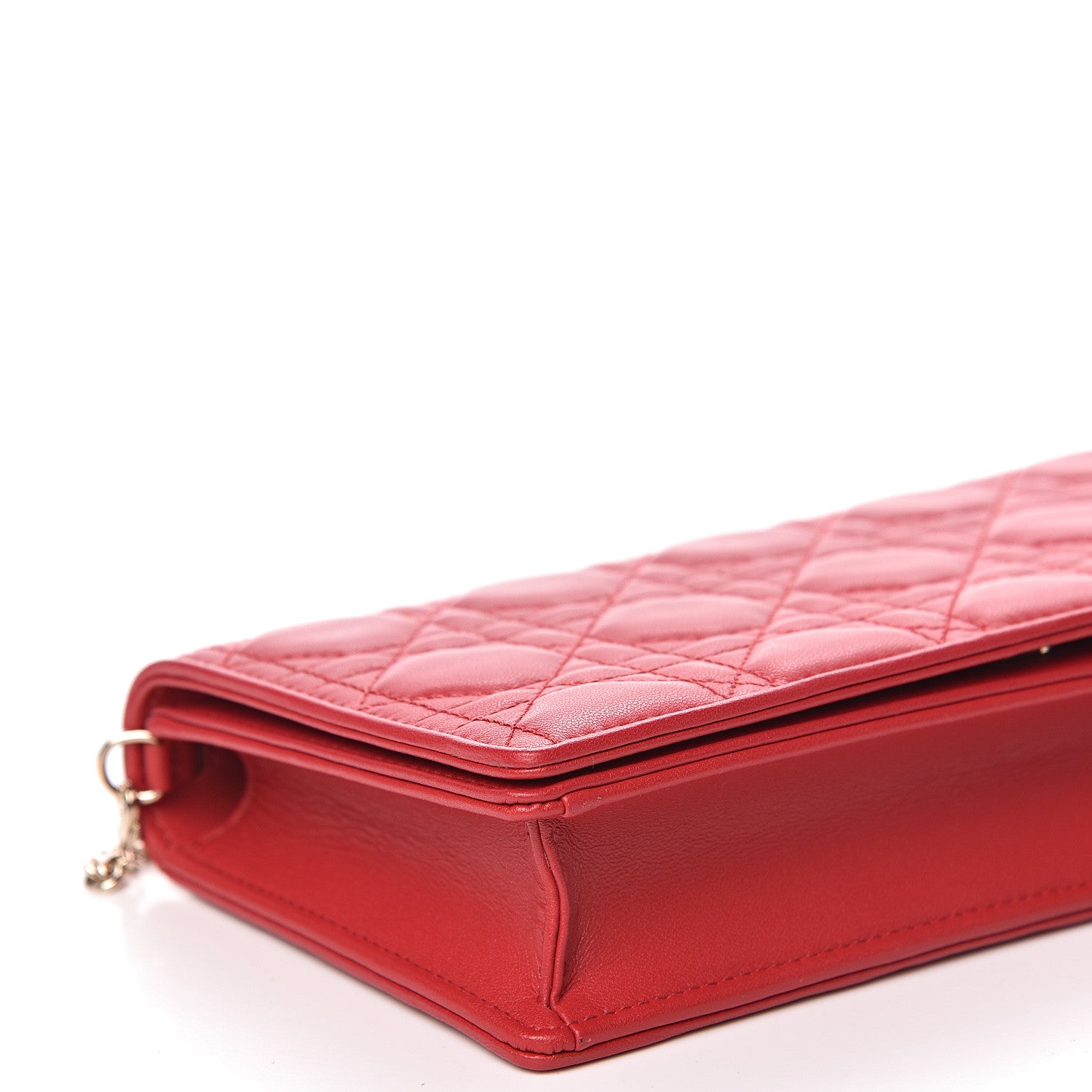 Christian Dior Lambskin Cannage Lady Dior Clutch Red 10 of 12
