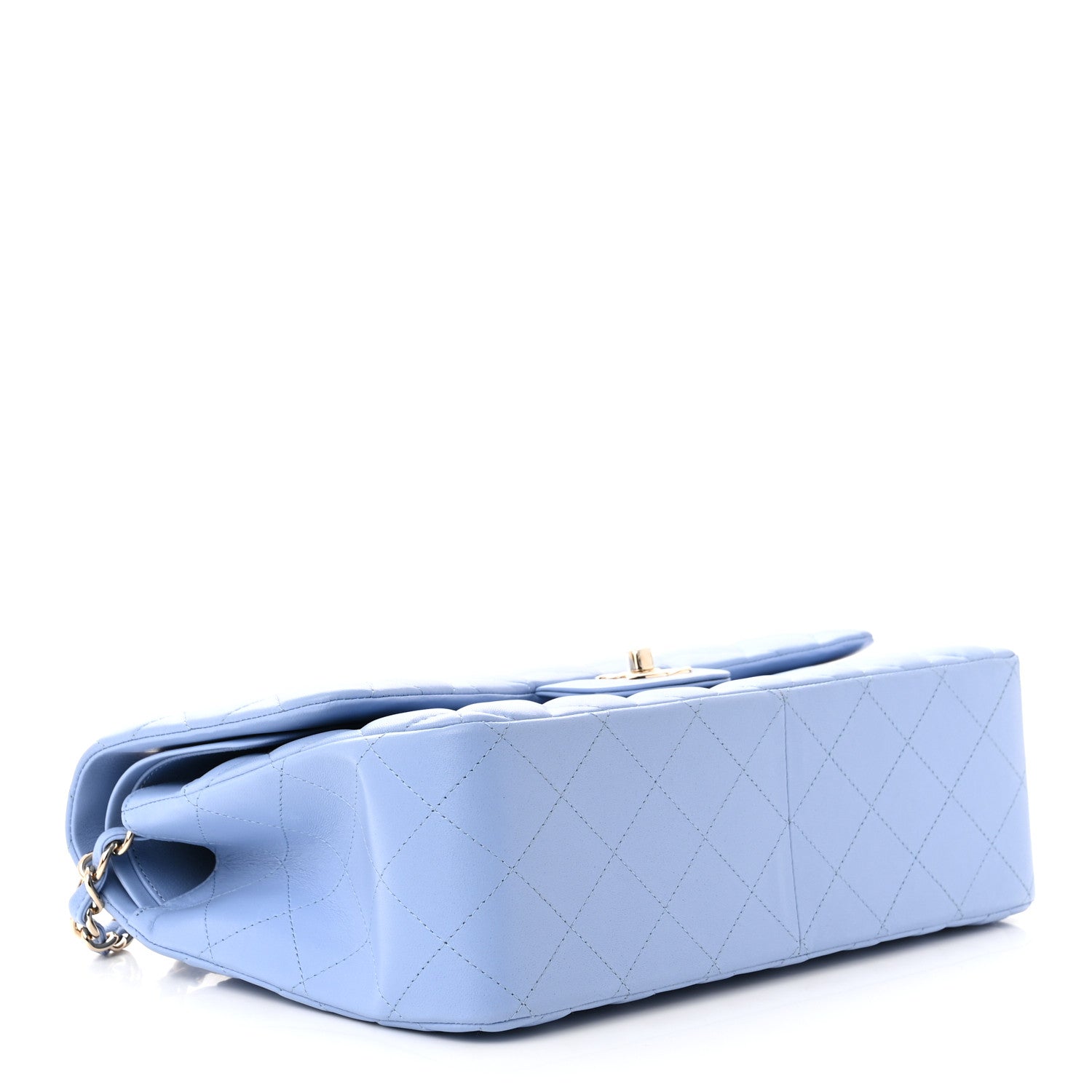 Chanel Lambskin Quilted Jumbo Double Flap Light Blue 4 of 11