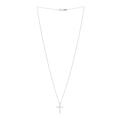 Tiffany Platinum Diamond Small Cross Pendant Necklace 3 of 4