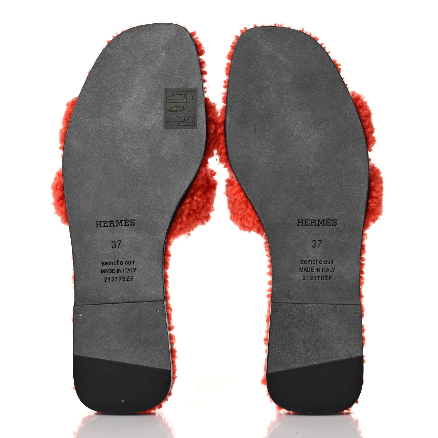 Hermes Woolskin Oran Sandals 37 Orange 5 of 8