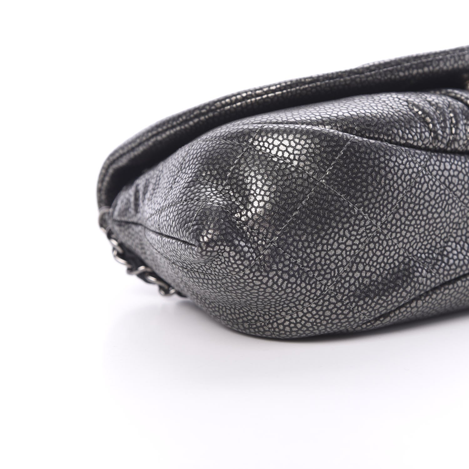 Chanel Metallic Caviar Half Moon Wallet On Chain WOC Dark Silver 9 of 12