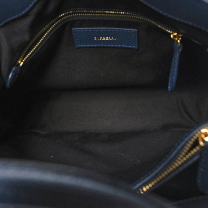 Burberry Grainy Calfskin House Check Medium Banner Tote Regency Blue 5 of 12
