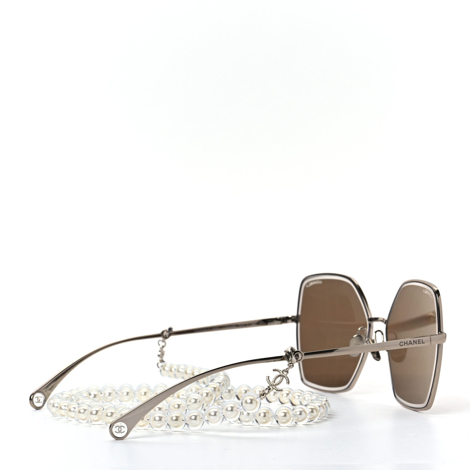 Chanel Butterfly Removable Pearl Chain Sunglasses 4262 Brown 3 of 7