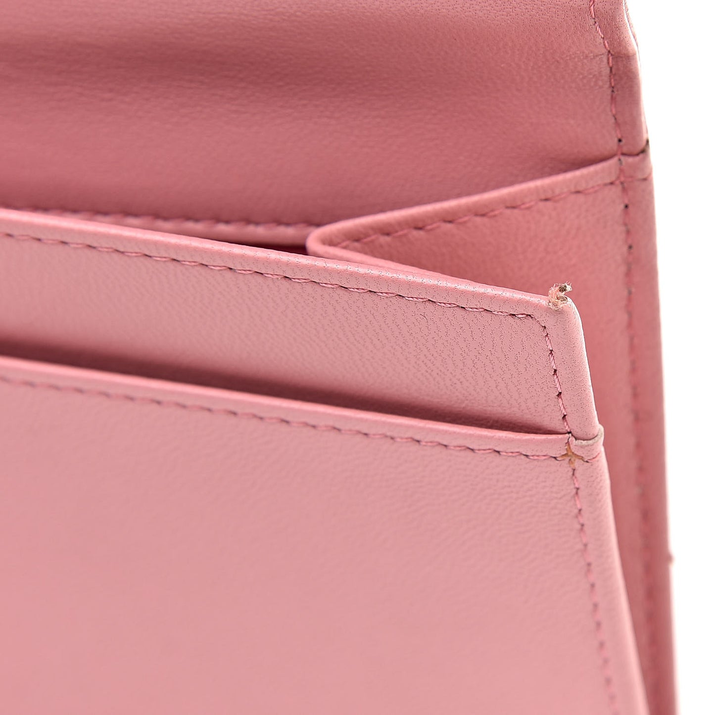 Lambskin Camellia Embossed Long Double Wallet Pink