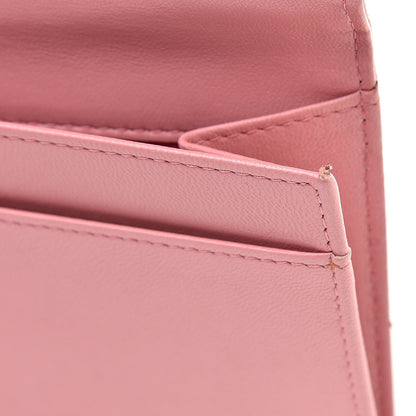 Chanel Lambskin Camellia Embossed Long Double Wallet Pink 18 of 19