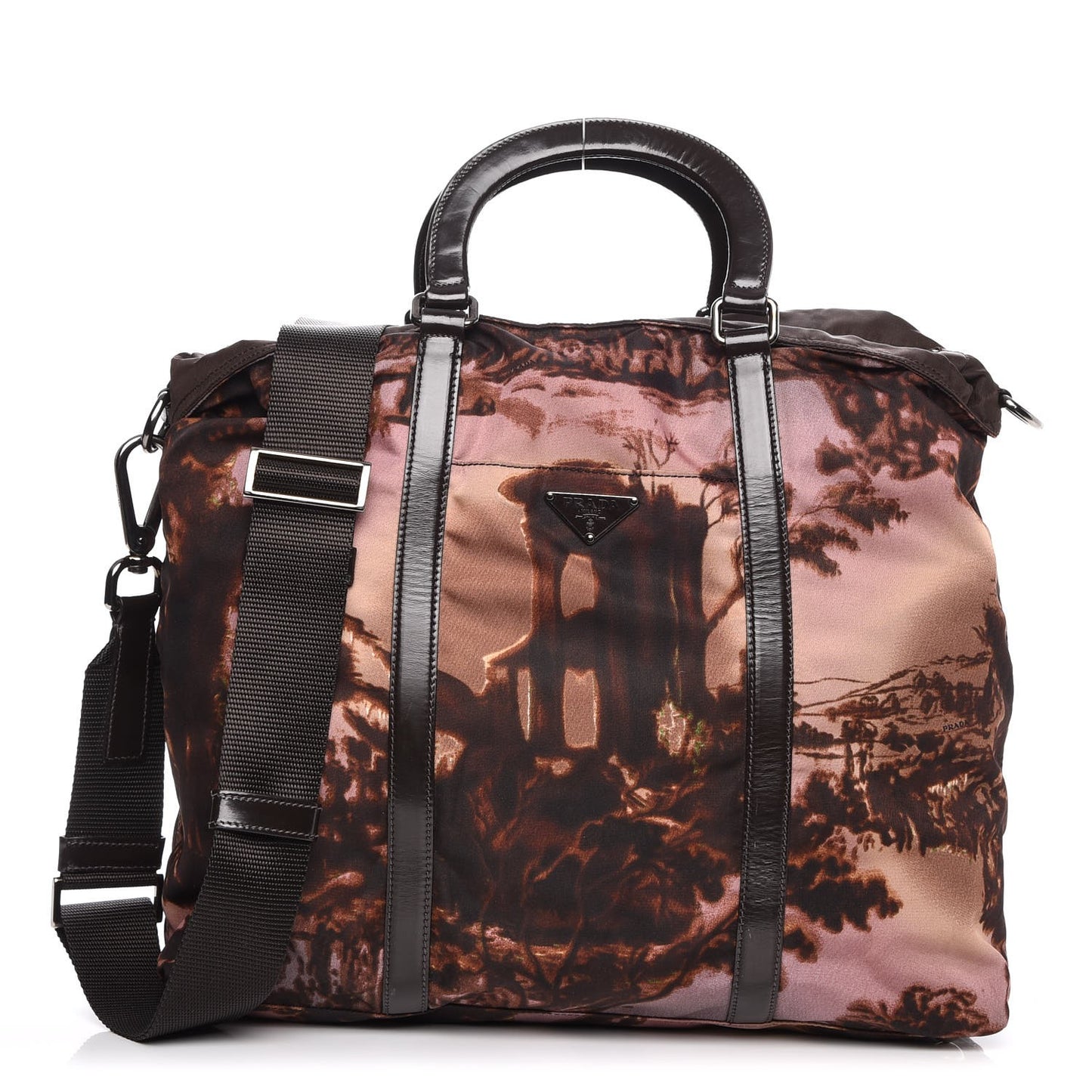 Tessuto Nylon Stampato Alabastro Print Tote Pink Brown