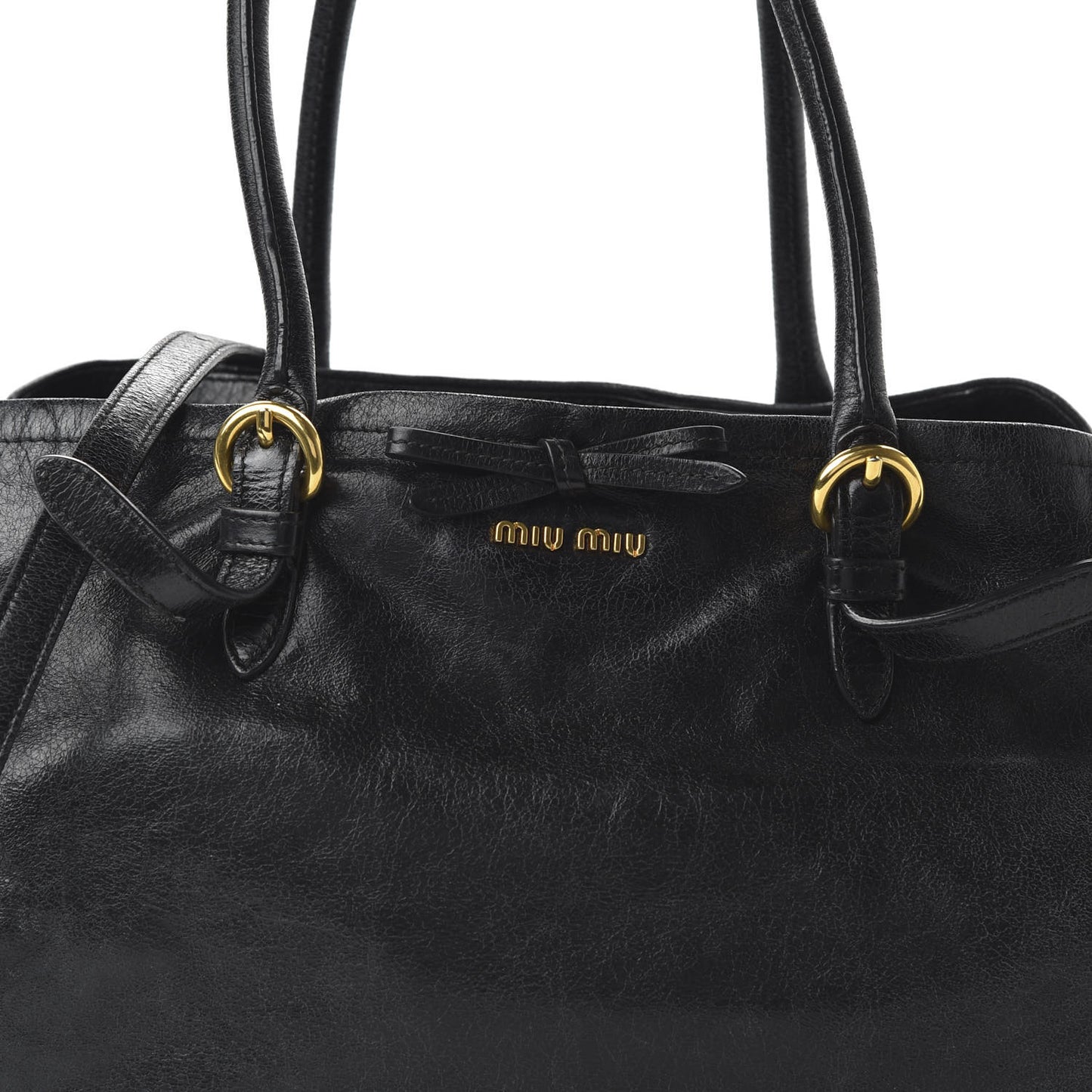 Vitello Shine Bow Shopping Tote Black