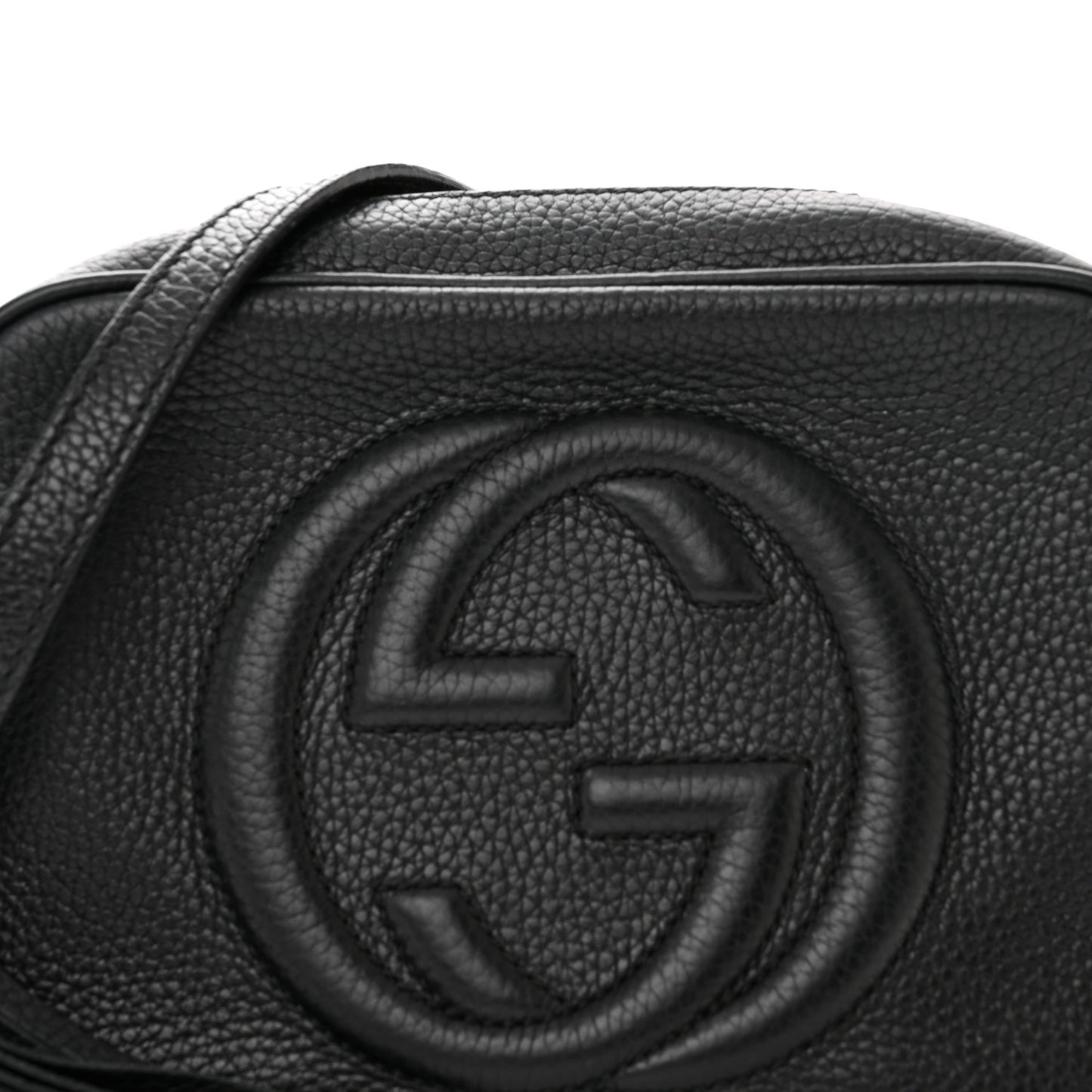 Pebbled Calfskin Small Soho Disco Bag Black