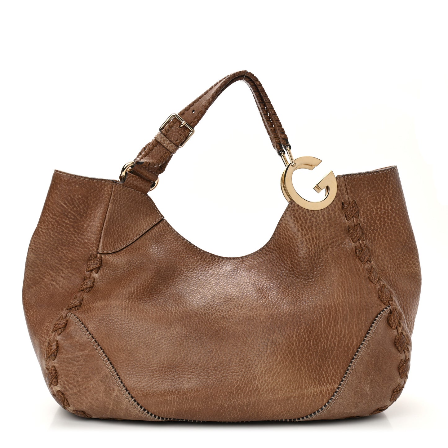 Grained Calfskin Medium Charlotte Hobo Light Brown