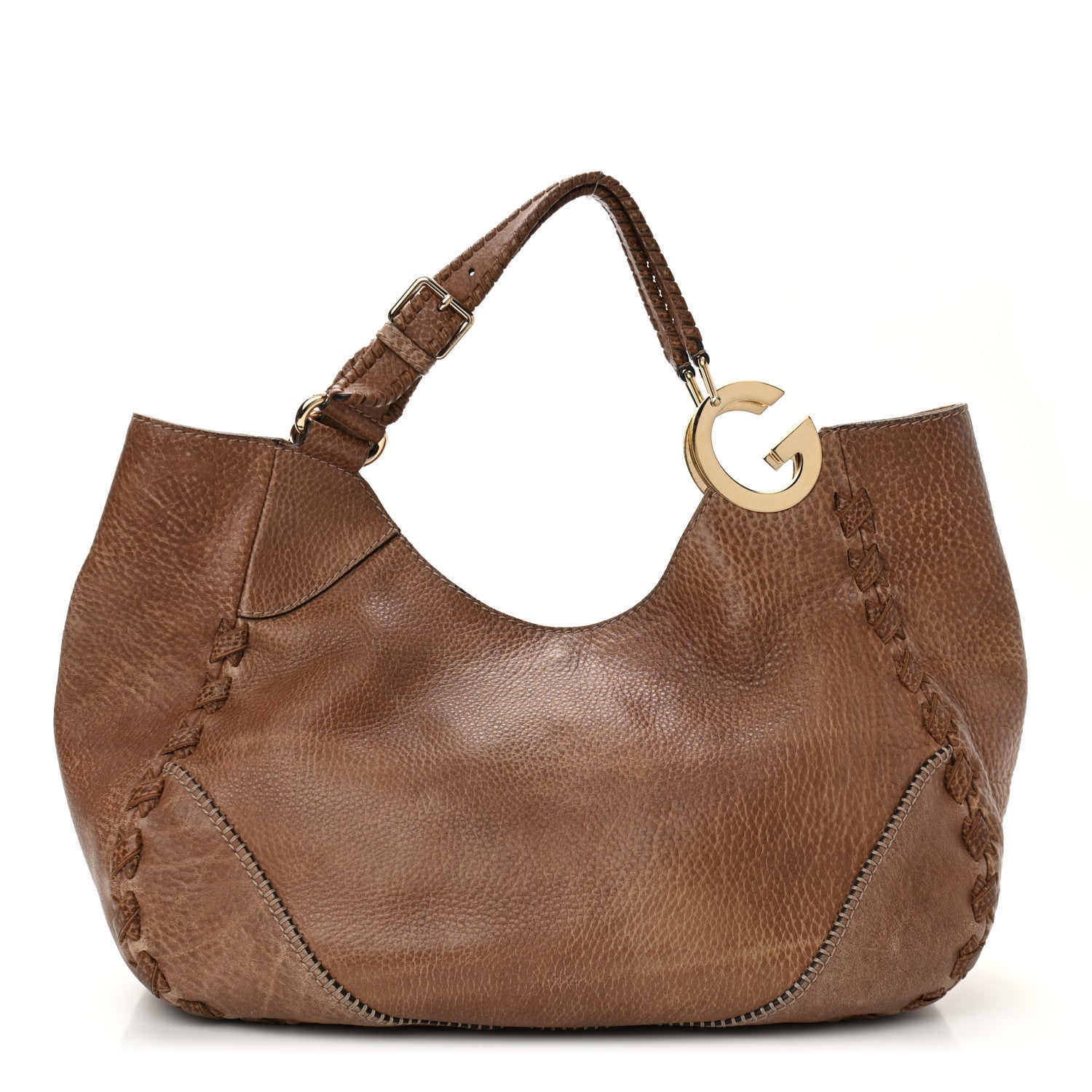 Gucci Grained Calfskin Medium Charlotte Hobo Light Brown 1 of 11