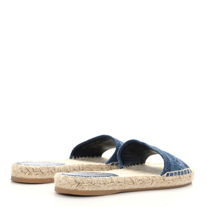 Christian Dior Denim Embroidered Granville Espadrille Flat Slide Sandals 37 Blue 4 of 8