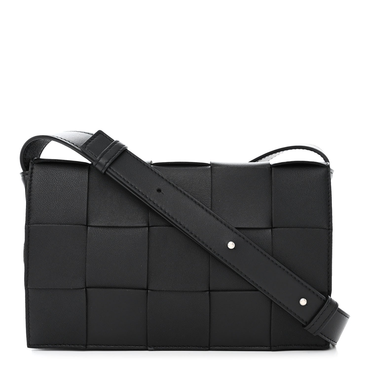 Bottega Veneta Lambskin Maxi Intreccio Small Cassette Crossbody Bag Black 1 of 10