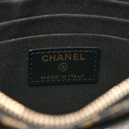 Chanel Calfskin Crocodile Embossed Graffiti 2.55 Cocodile Reissue Zip Pouch Black Gold 6 of 7