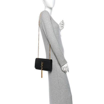 Saint Laurent Grain De Poudre Small Classic Monogram Kate Tassel Satchel Black 2 of 10