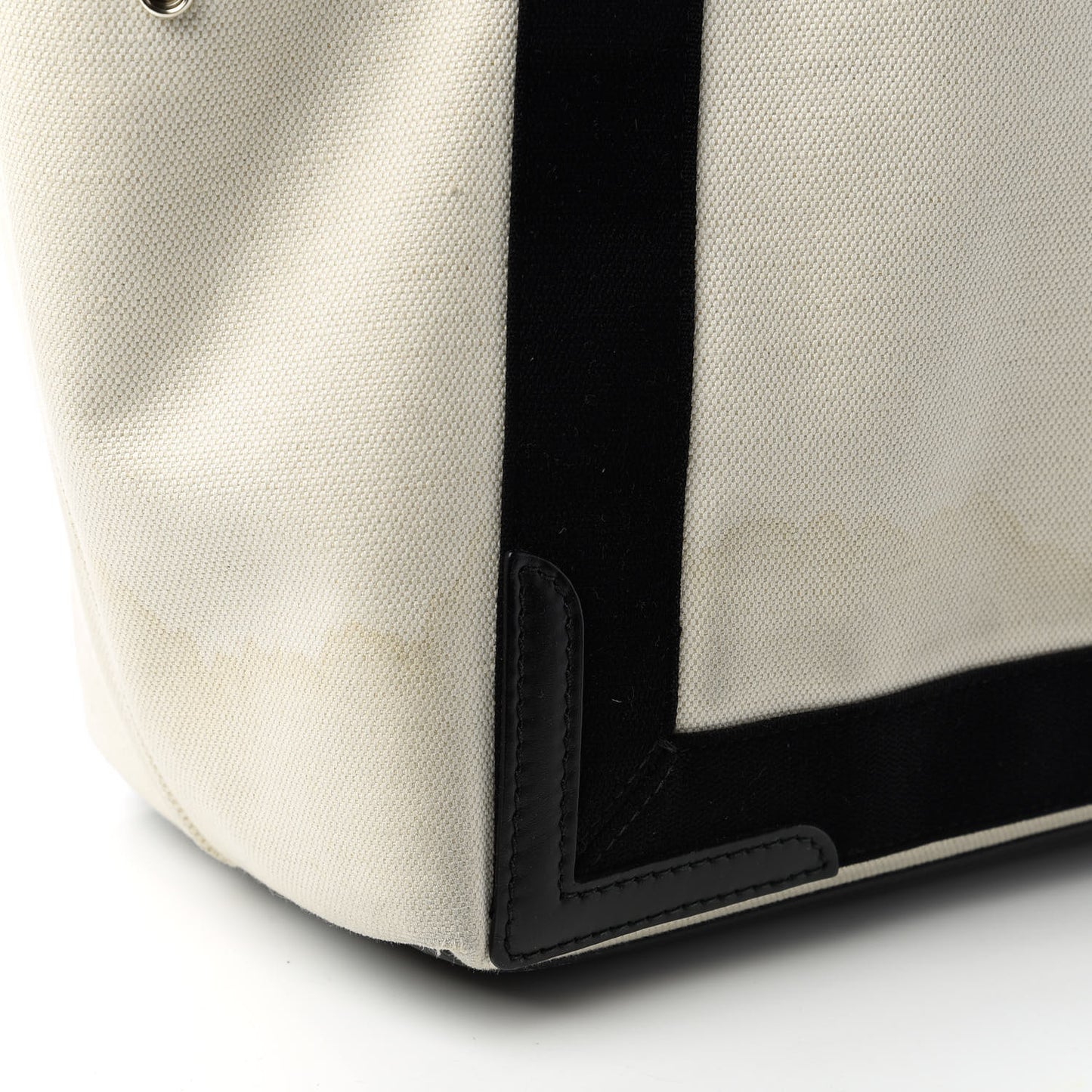 Cotton Canvas Satin Calfskin S Navy Cabas Natural Black