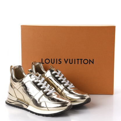 Louis Vuitton Metallic Patent Embossed Monogram Run Away Sneakers 37 Gold 10 of 10