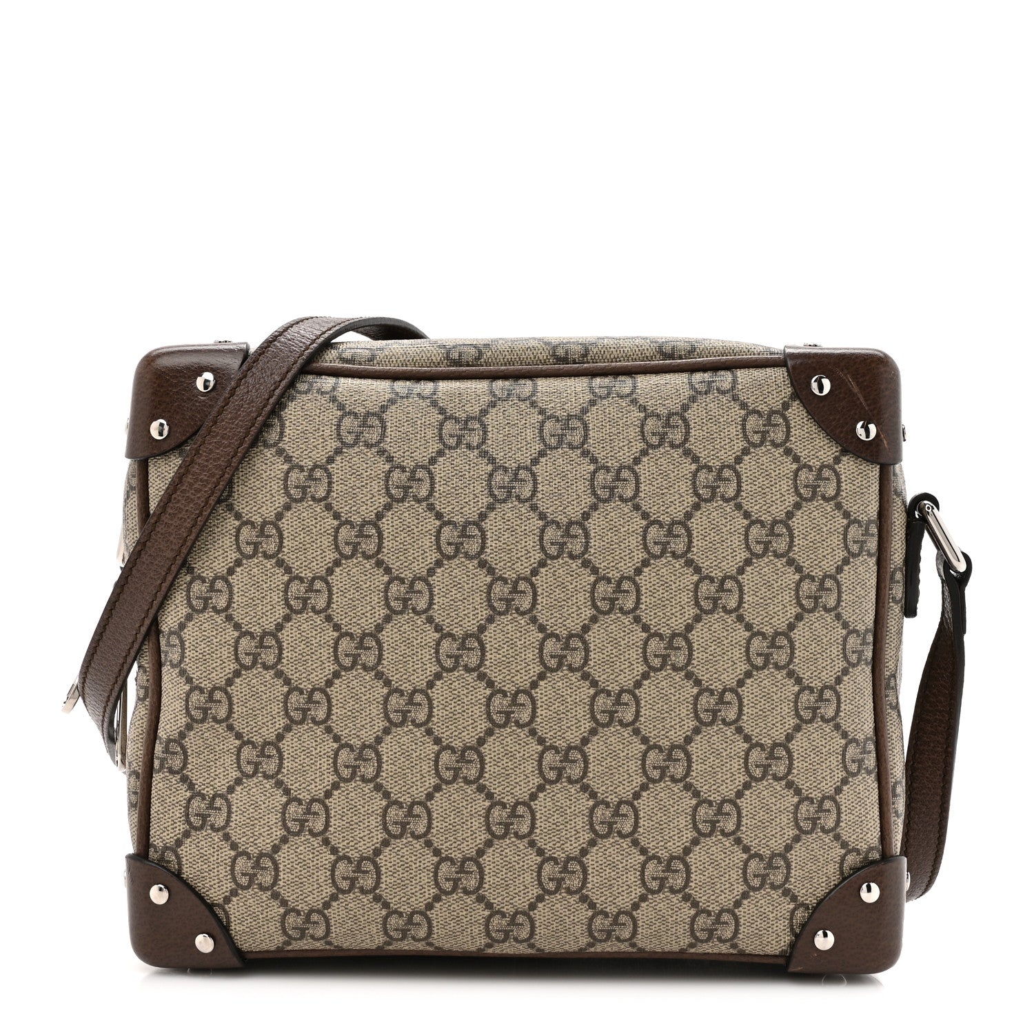 Gucci GG Supreme Monogram Textured Calfskin Square Messenger Bag Beige Ebony New Acero 1 of 13