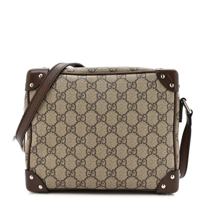 Gucci GG Supreme Monogram Textured Calfskin Square Messenger Bag Beige Ebony New Acero 1 of 13