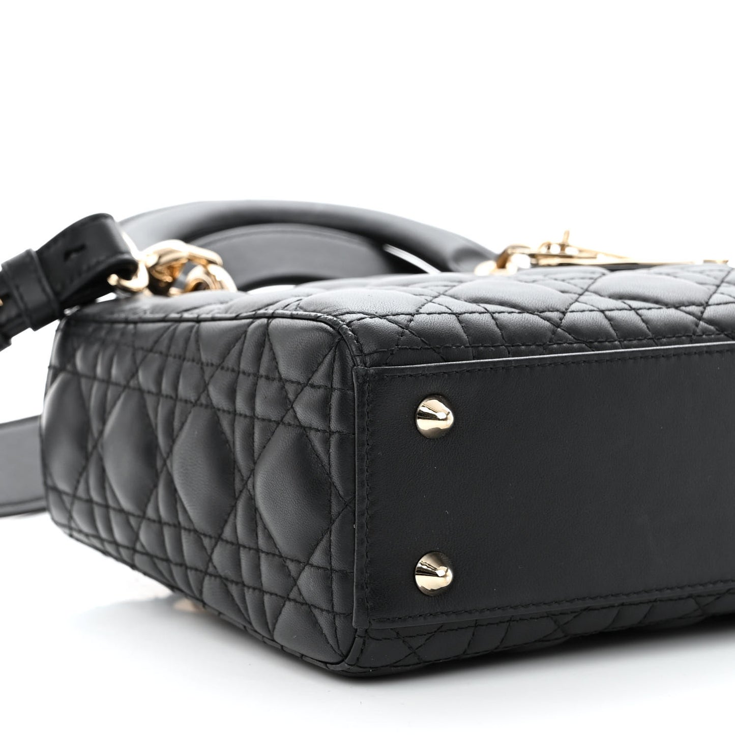 CHRISTIAN DIOR Lambskin Cannage Small My ABCDior Lady Dior Black