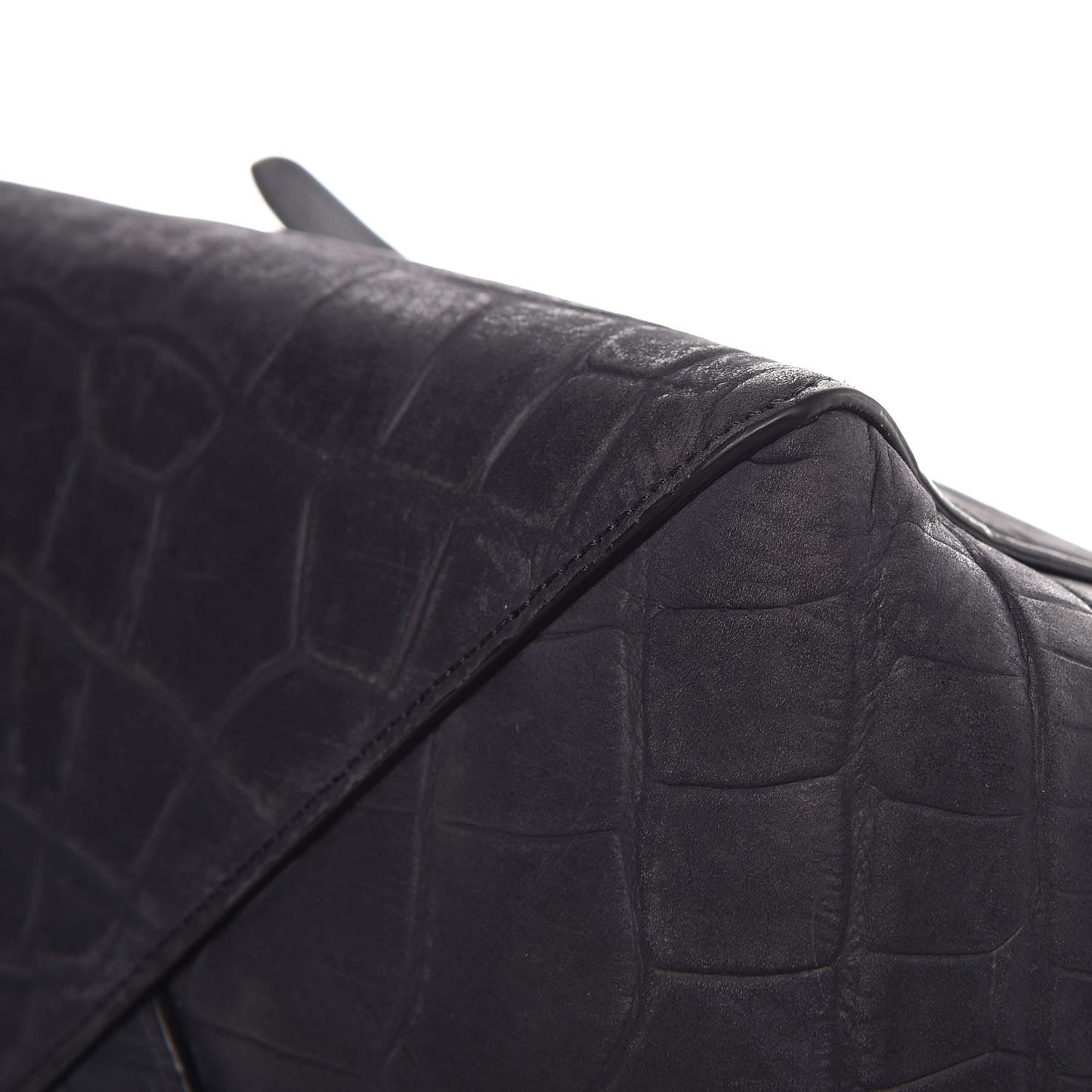 Crocodile Embossed Nubuck Small Belt Cabas Phantom Navy Blue