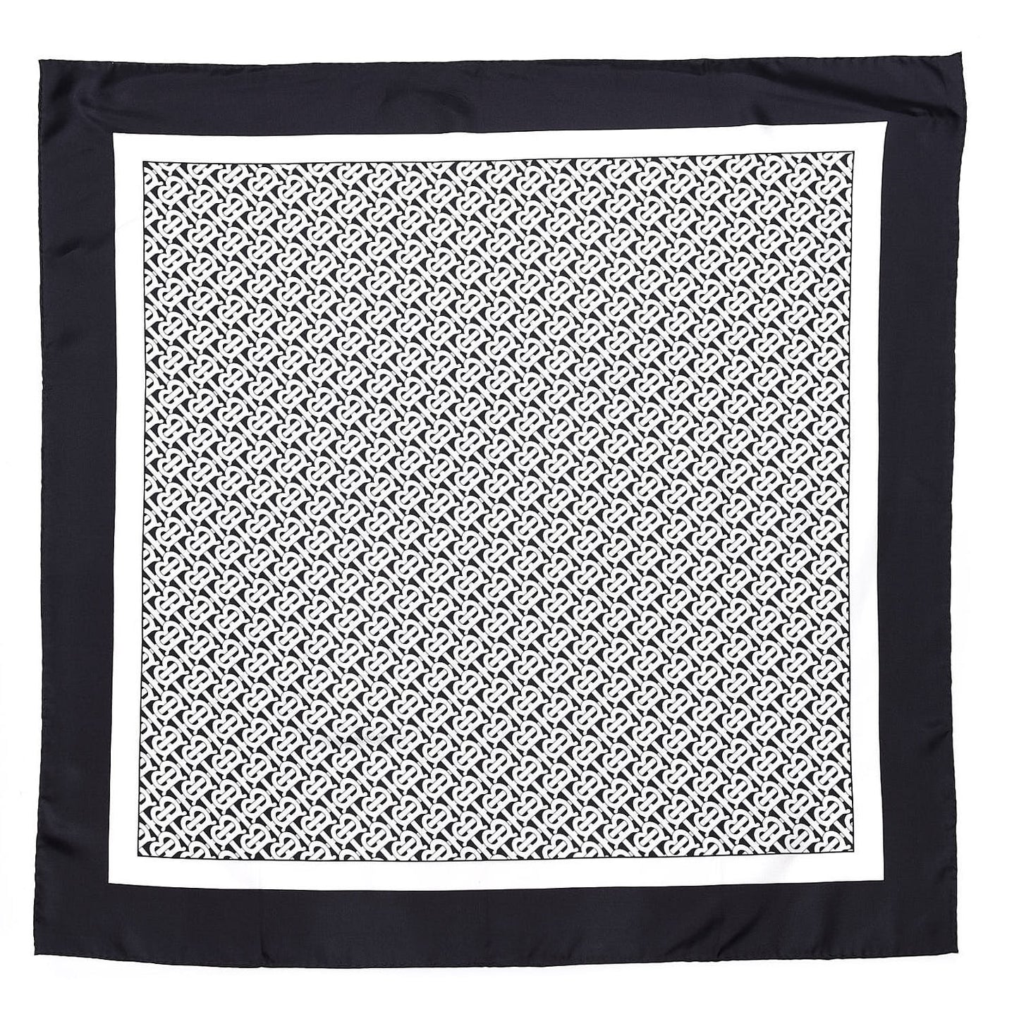 Silk Monogram Print Square Scarf Black Monochrome