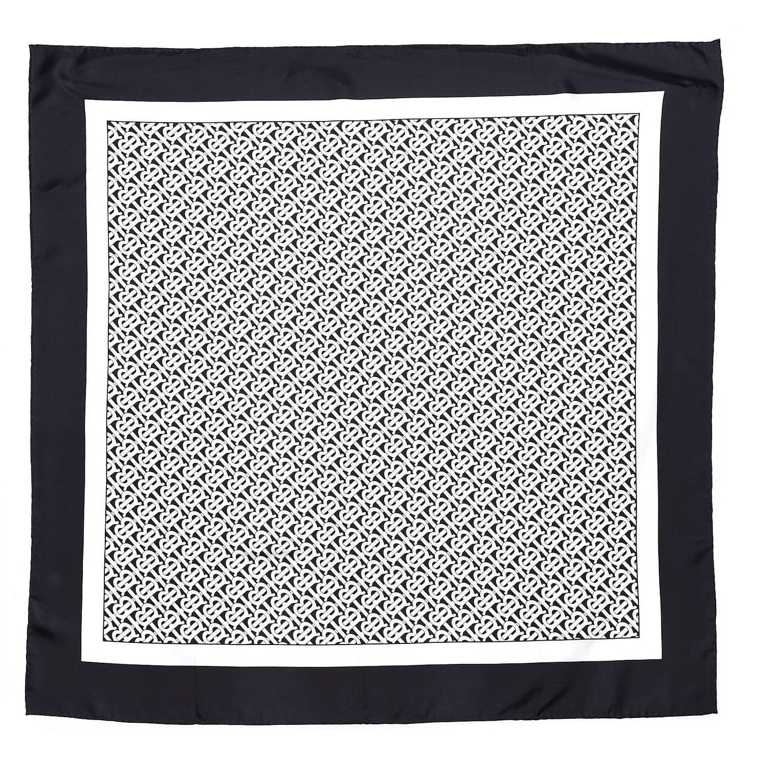 Burberry Silk Monogram Print Square Scarf Black Monochrome 1 of 6