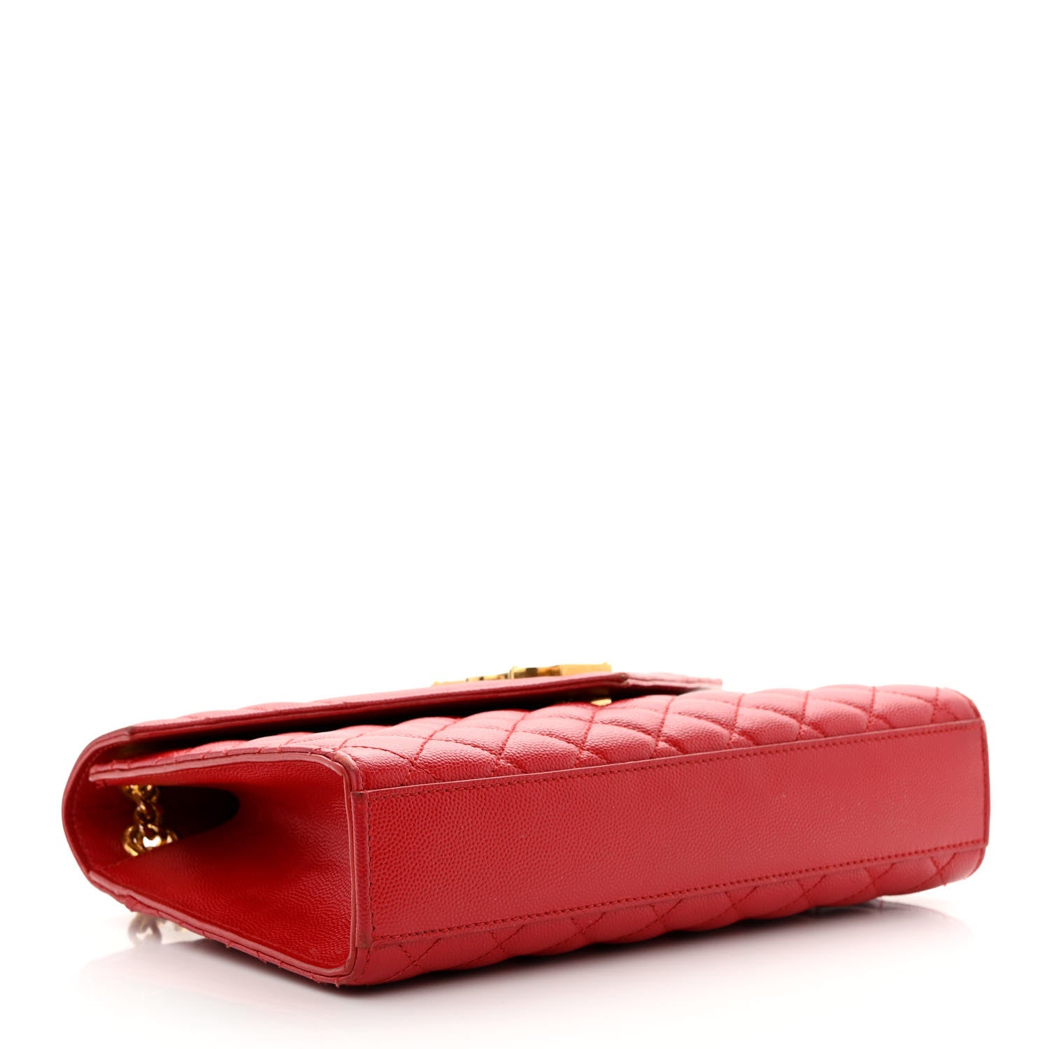 Saint Laurent Grain De Poudre Textured Mixed Matelasse Triquilt Medium Monogram Satchel New Red 4 of 18