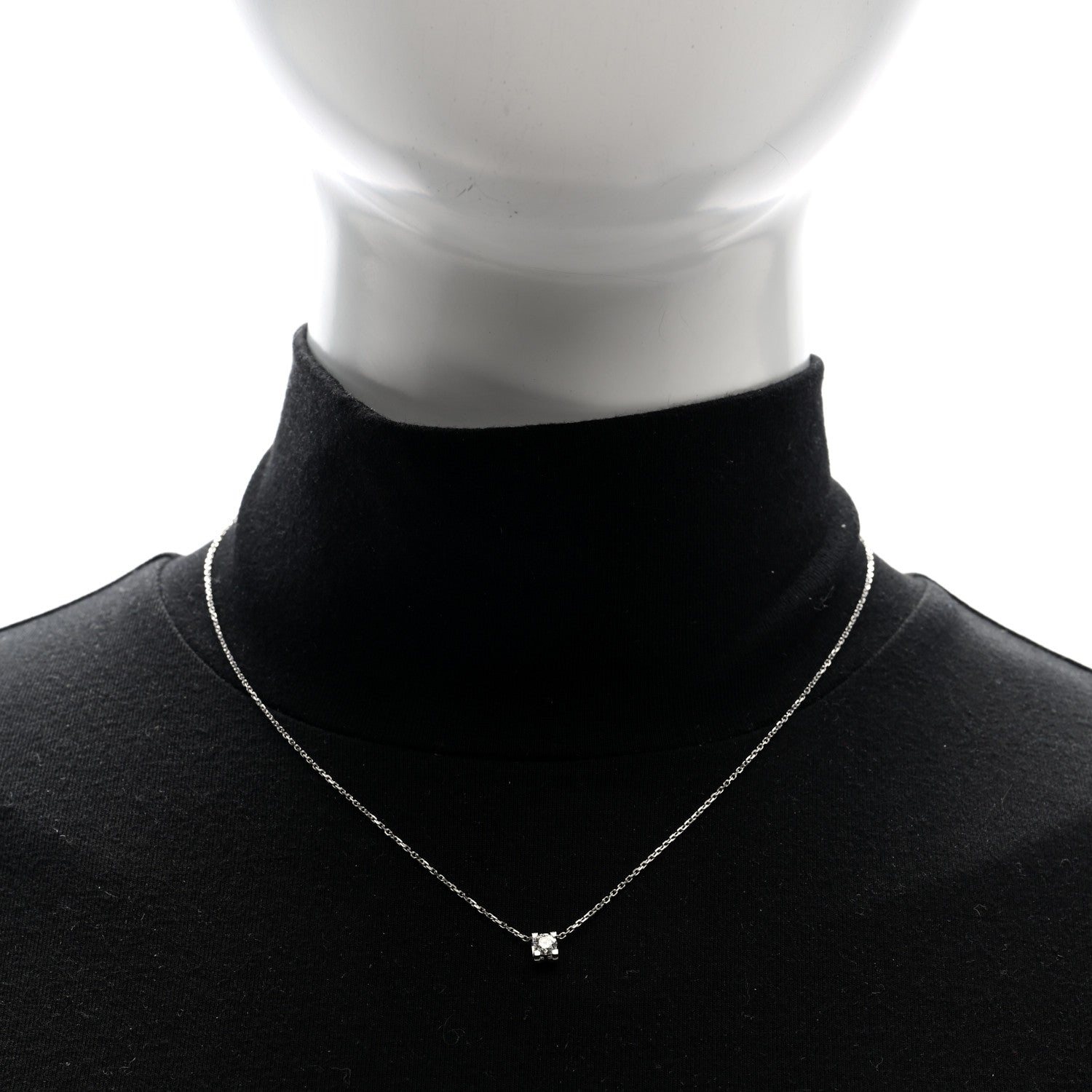 Cartier 18K White Gold Diamond .24ct C De Cartier Pendant Necklace 2 of 4