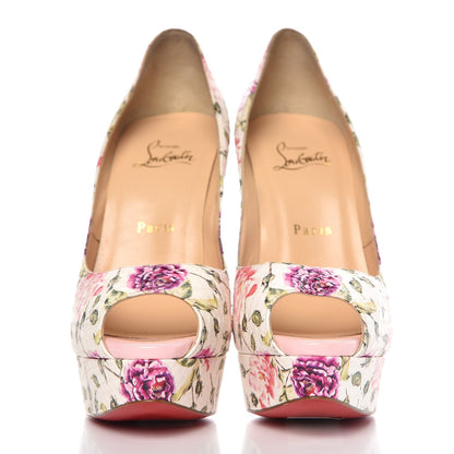 Christian Louboutin Watersnake Fiori Fetish Peep 150 Pumps 38.5 Latte Pompadour 2 of 8