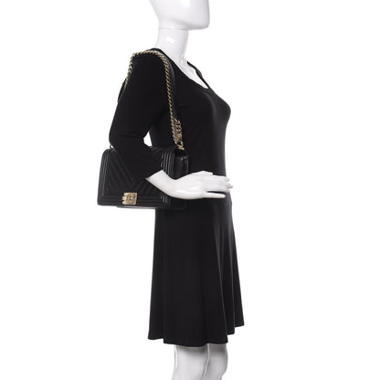 Chanel Lambskin Chevron Medium Boy Flap Black 2 of 10