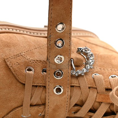 Jimmy Choo Suede Crystal Embellished Cora Flat Combat Boots 40 Caramel 8 of 8