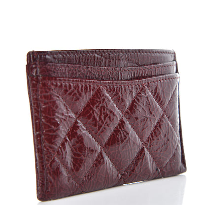 Chanel Distressed Patent Quilted Card Holder Bordeaux 3 of 7
