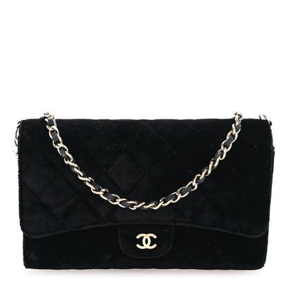 Chanel Velvet Quilted Wallet On Removable Chain Black 1 of 11