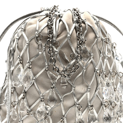 Prada Satin Crystal Net Chain Bag Silver 7 of 9