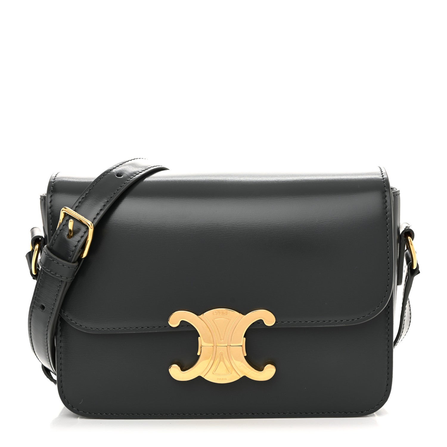 Celine Shiny Calfskin Teen Triomphe Dark Grey 1 of 13