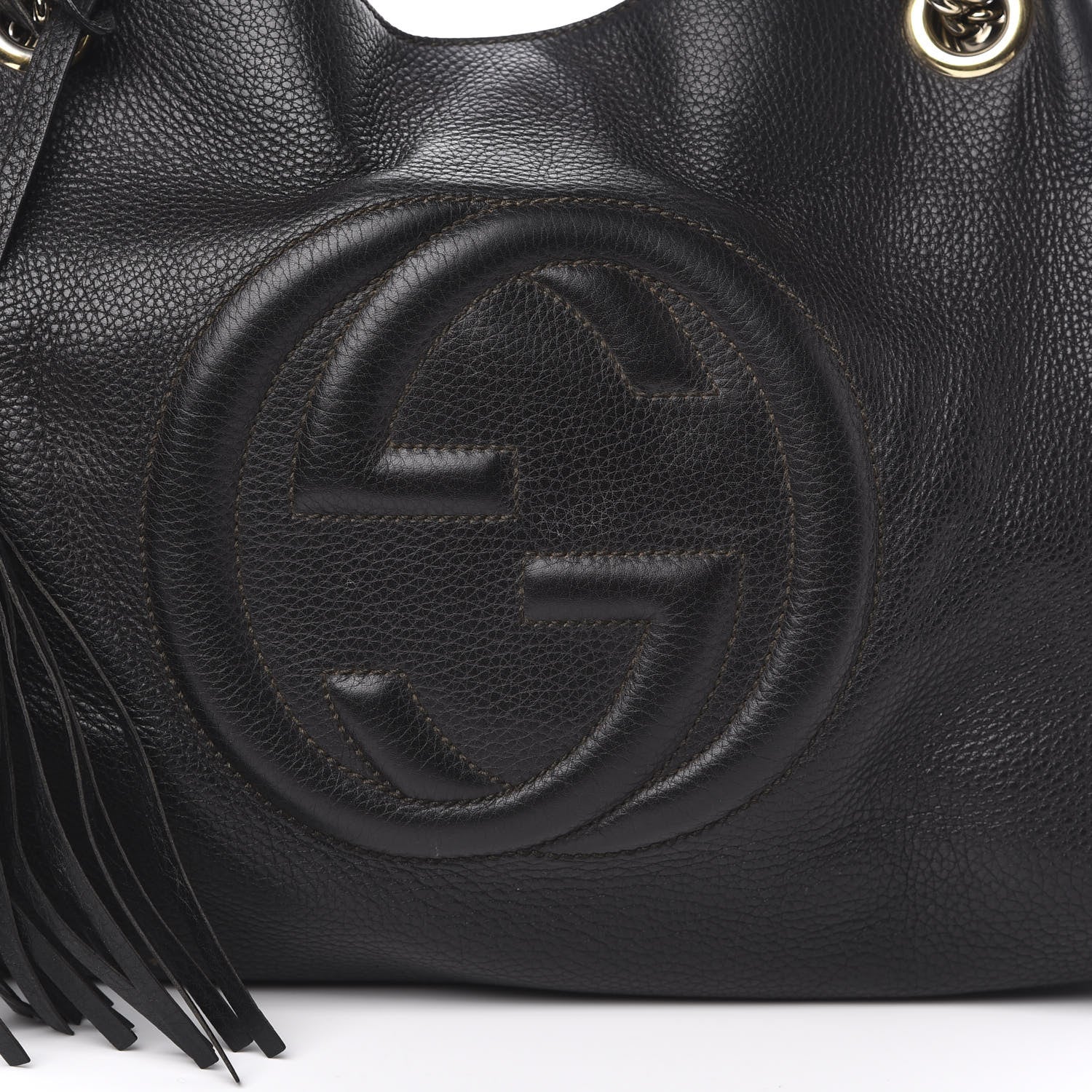 Gucci Pebbled Calfskin Medium Soho Chain Shoulder Bag Black 15 of 15