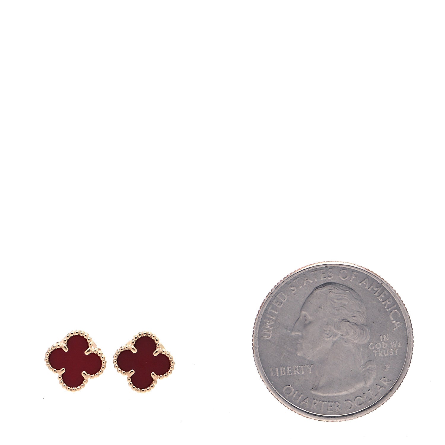 Van Cleef & Arpels 18K Rose Gold Carnelian Sweet Alhambra Earrings 2 of 6