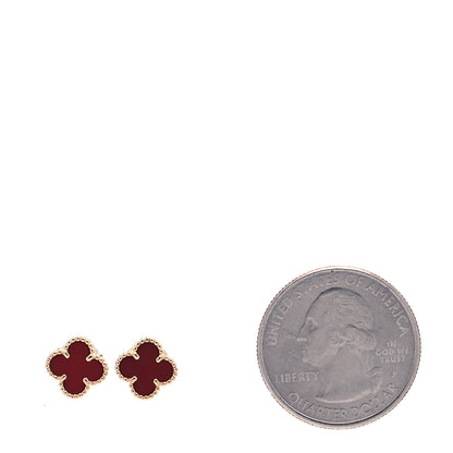 Van Cleef & Arpels 18K Rose Gold Carnelian Sweet Alhambra Earrings 2 of 6