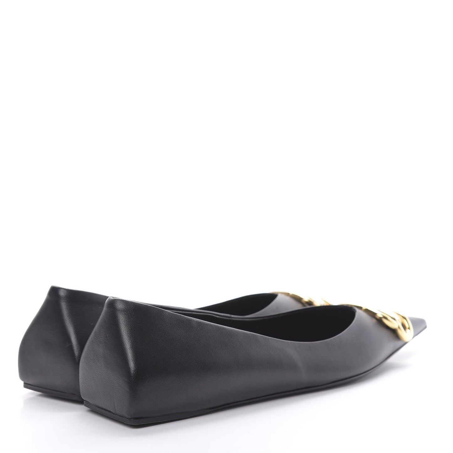 Calfskin BB Knife Pointy Toe Ballerina Flats 38 Black