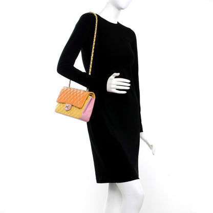 Chanel Lambskin Quilted Tri-Color Medium Double Flap Orange 2 of 9
