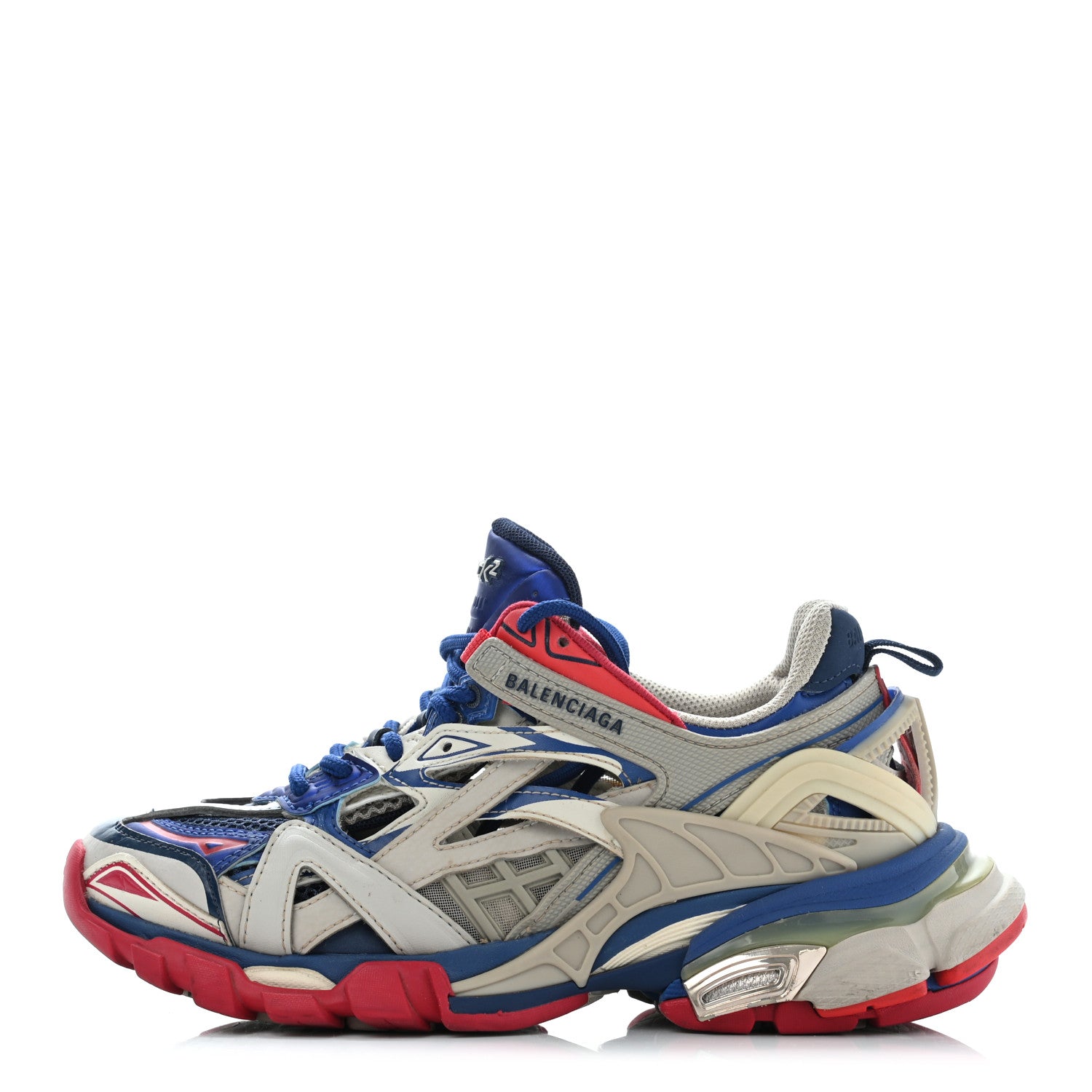 Balenciaga Rubber Mesh Bi-Color Womens Track.2 Open Sneakers 35 Beige Blue Red 1 of 17