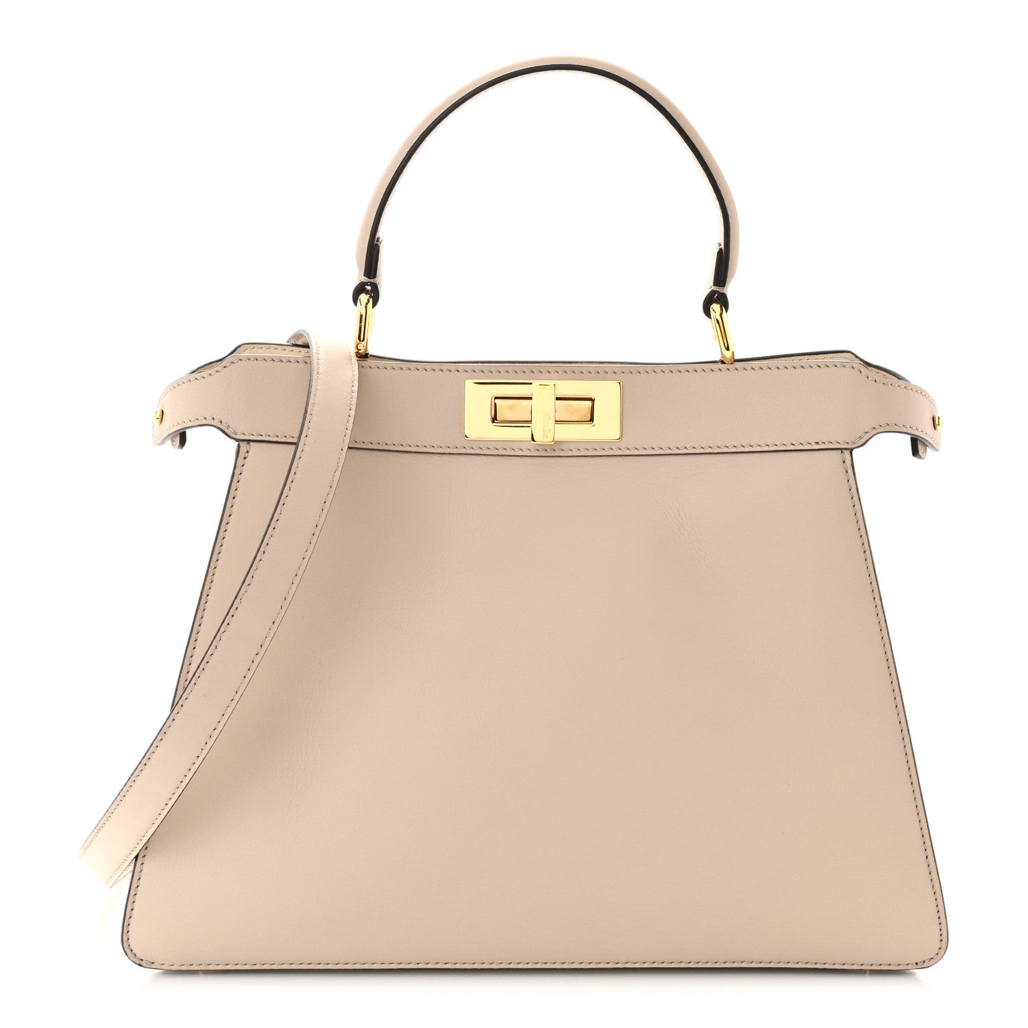 Fendi Vitello Seta Canvas FF Embroidered Medium Peekaboo I SEE U Satchel Nuvola Grezzo White 1 of 12