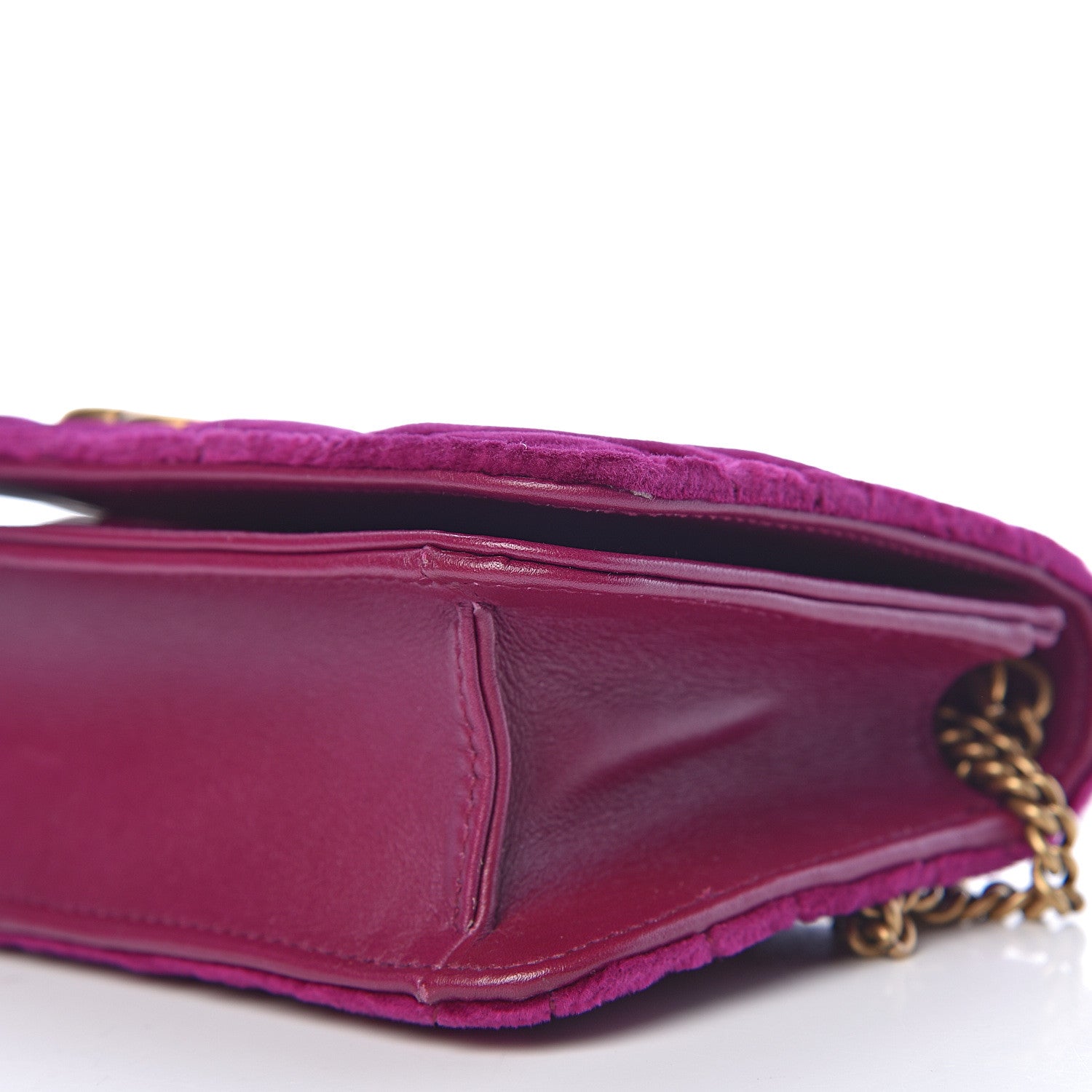 Gucci Velvet Matelasse GG Marmont Mini Bag Fuchsia Violet Cyclamen 8 of 10