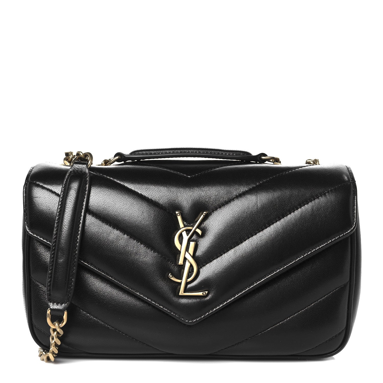 Saint Laurent Lambskin Chevron Quilted Small Loulou Black 1 of 13