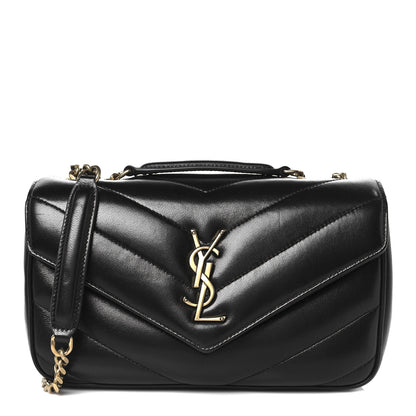 Saint Laurent Lambskin Chevron Quilted Small Loulou Black 1 of 13