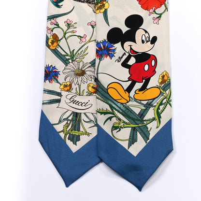 Gucci X DISNEY Silk Twill Mickey Lac Neck Bow Scarf Ivory Blue 2 of 3