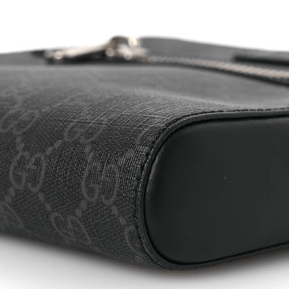 Gucci GG Supreme Monogram Web Small Flat Messenger Bag Black Grey 10 of 12