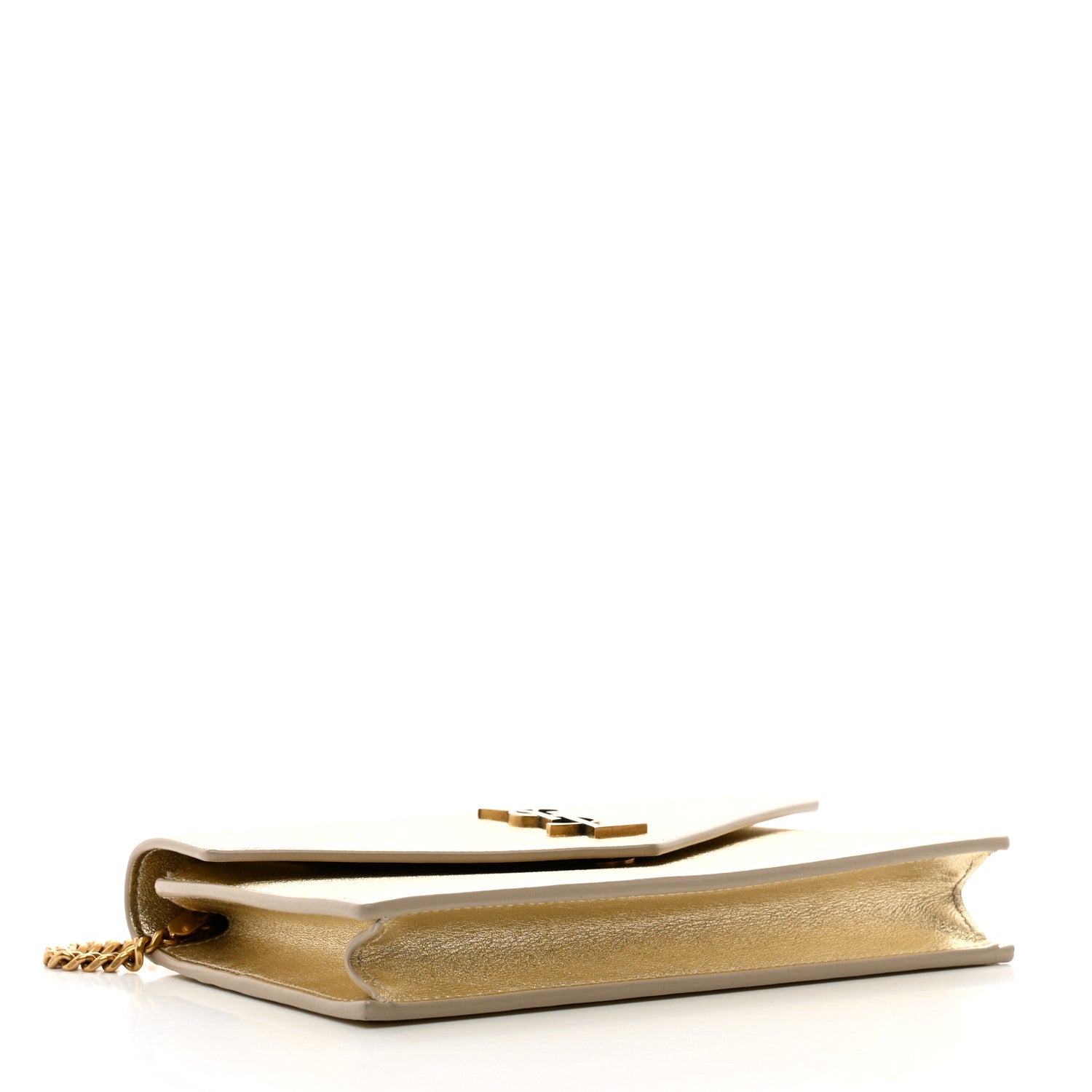 Saint Laurent Metallic Calfskin Monogram Envelope Chain Wallet Gold 4 of 12