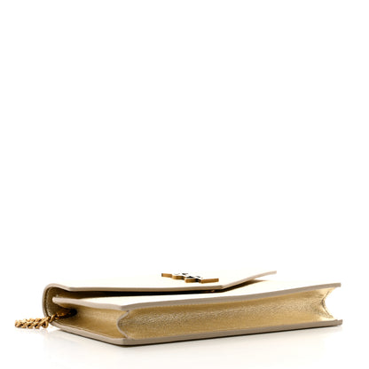 Saint Laurent Metallic Calfskin Monogram Envelope Chain Wallet Gold 4 of 12