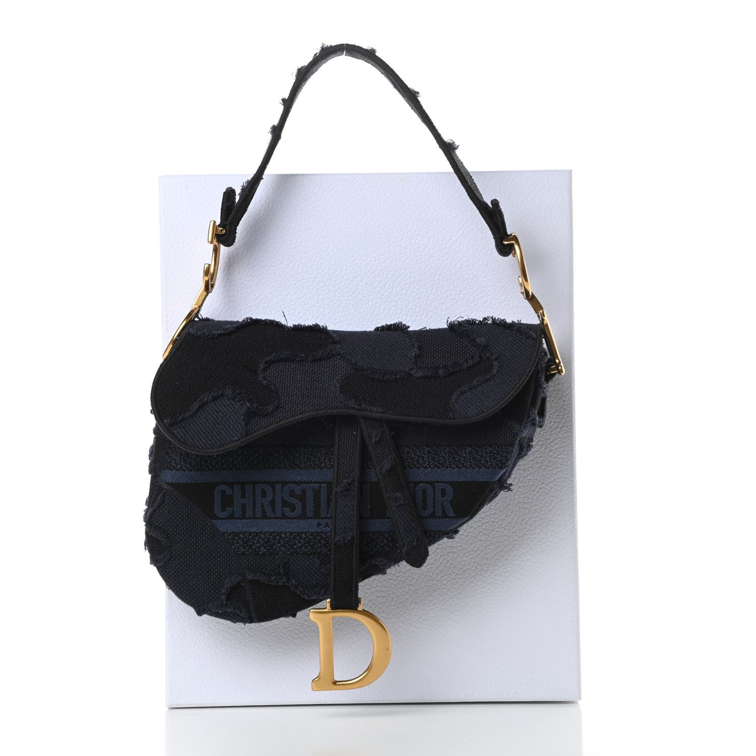 Christian Dior Canvas Embroidered Camouflage Saddle Bag Blue 11 of 11